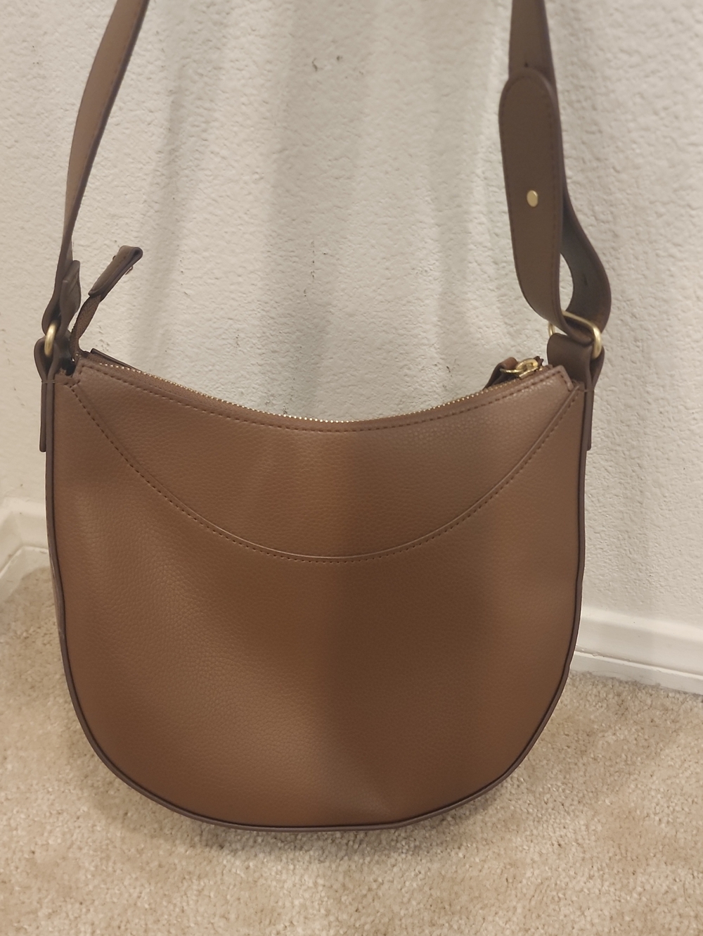 Uniqlo Brown Crescent Shoulder Bag with Gold Hardware